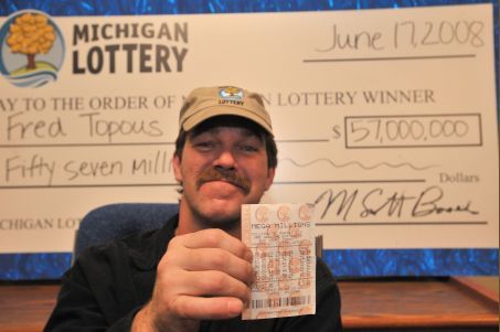 Fred Topous shows the Mega Millions lottery ticket that brought him a $34 million lump-sum payout. Fred Topous shows the Mega Millions lottery ticket that brought him a $34 million lump-sum payout.